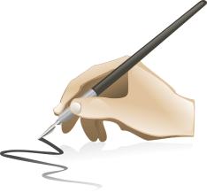 drawing of a hand with a pen
