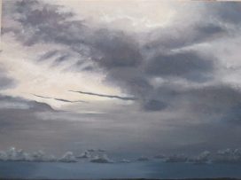 Painting of sky in white and grey